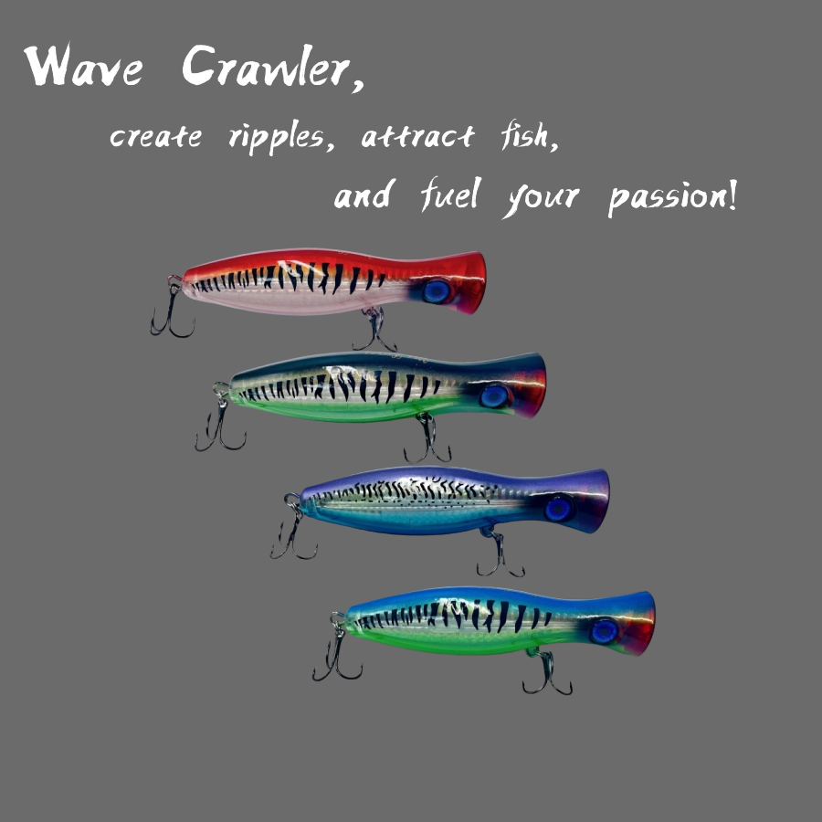 Water Wave Climbing Top Fishing Lure, with 2 Triple Hooks