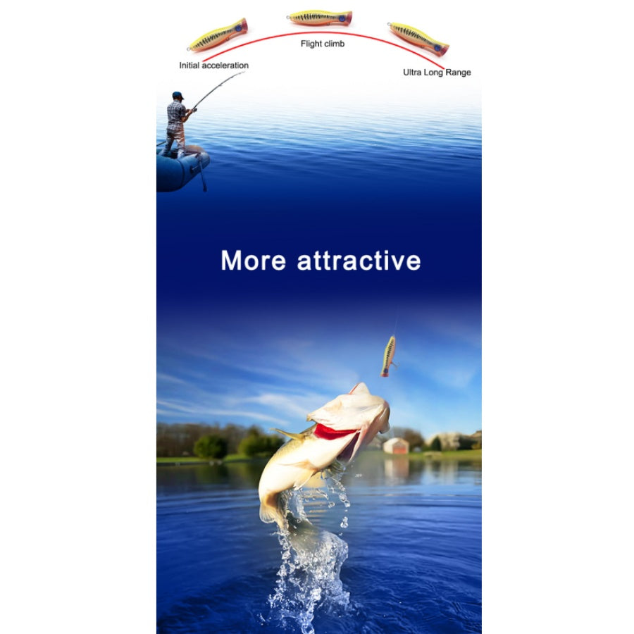 Water Wave Climbing Top Fishing Lure, with 2 Triple Hooks